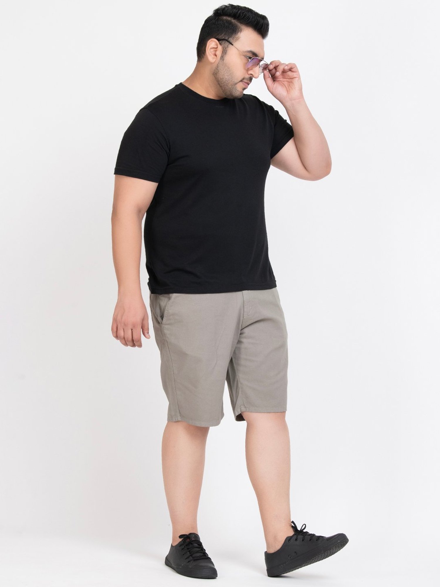 IVOC Grey Regular Fit Cotton Plus Size Shorts