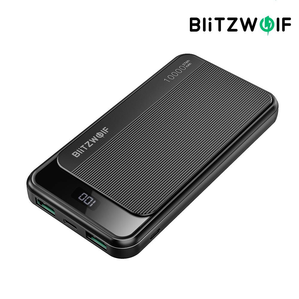 BlitzWolf BW-P12 10000mAh 22.5W Digital Display Power Bank with Real-time Battery Display, Dual QC3.0 PD18W Output, Micro PD18W Input and Striped Styling
