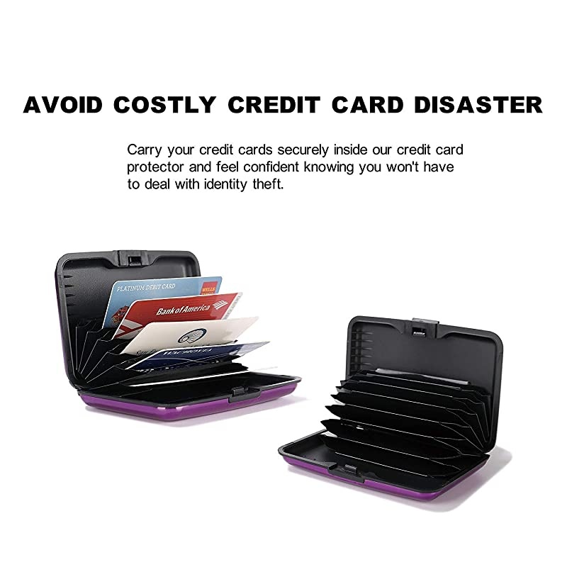 Credit Card Protector, RFID Blocking Aluminum 7 Slots RFID Wallets for Women & Men Business Card Holders for ID Credit Cards