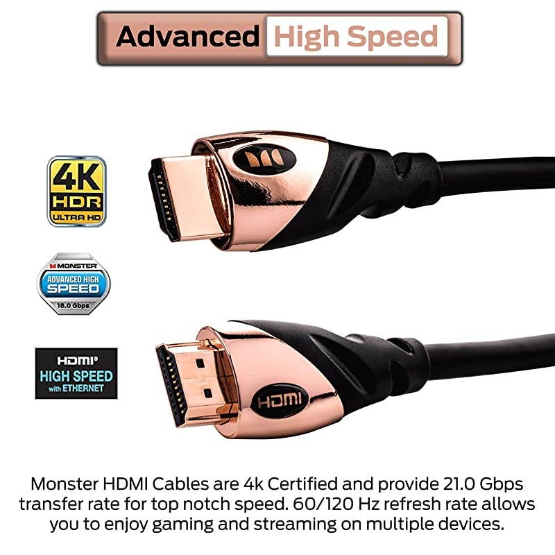 4ft HDMI Cable 4k Ultra HD with Ethernet Cord 60120 Hz Refresh Speed 21Gbps High Definition 1080p Video CorrosionResistant 24k Gold Contacts