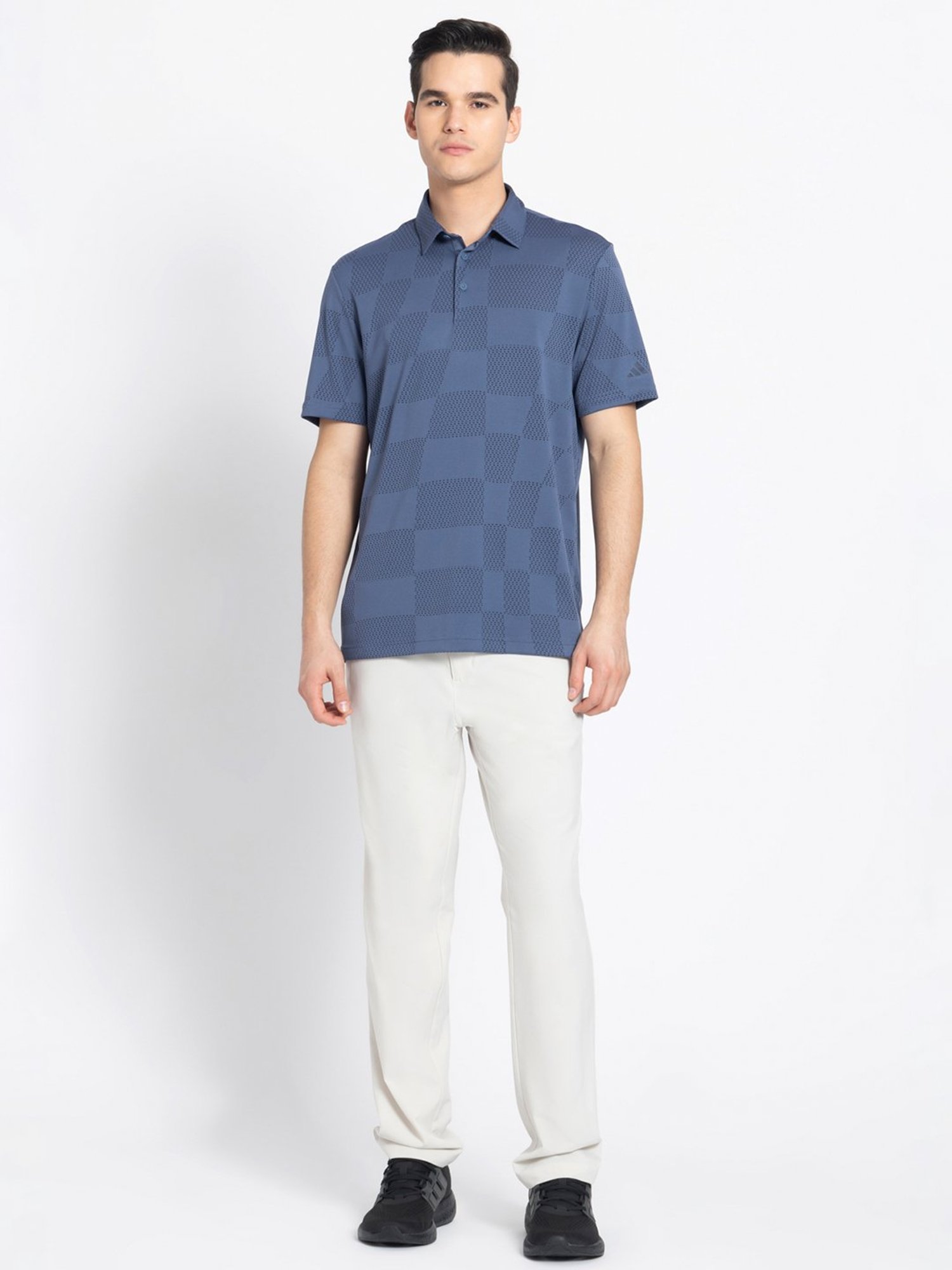 adidas Blue Regular Fit Printed Golf Polo T-Shirt