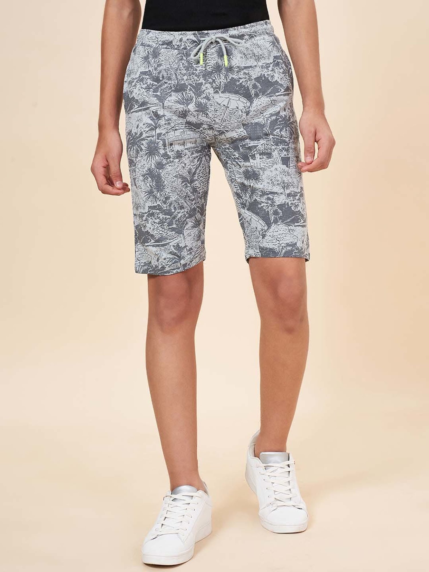 Coolsters by Pantaloons Kids Grey Cotton Printed Shorts