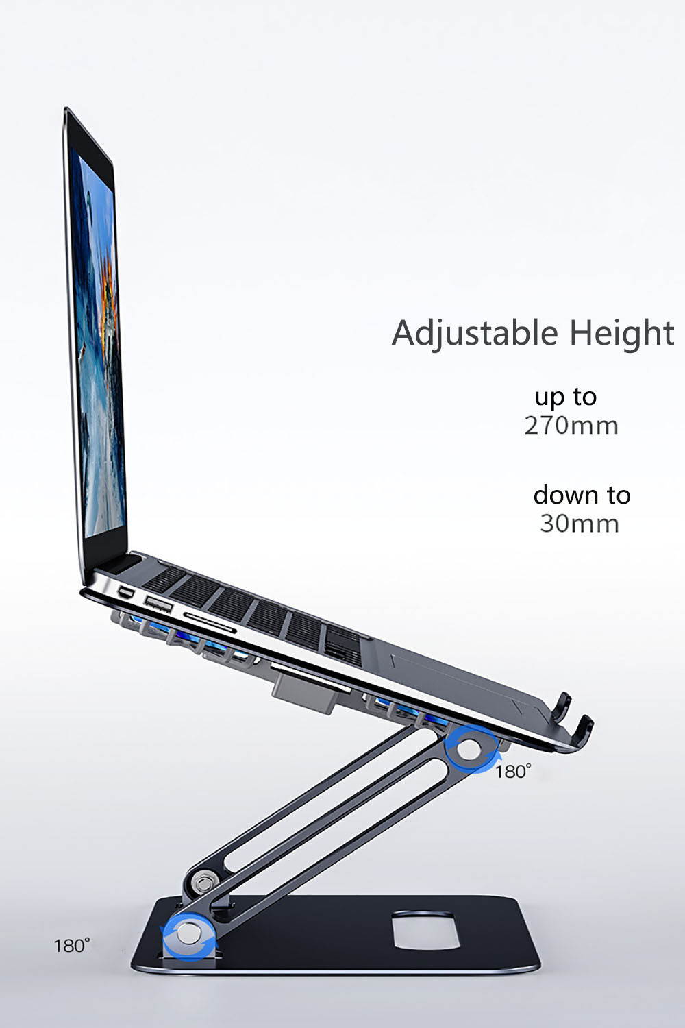 Gigbird Aluminum Laptop Stand Ergonomic Folding Portable Laptop Holder Height Adjustable  Laptop Holder  Compatible for MacBook, Air, Pro,(Black)