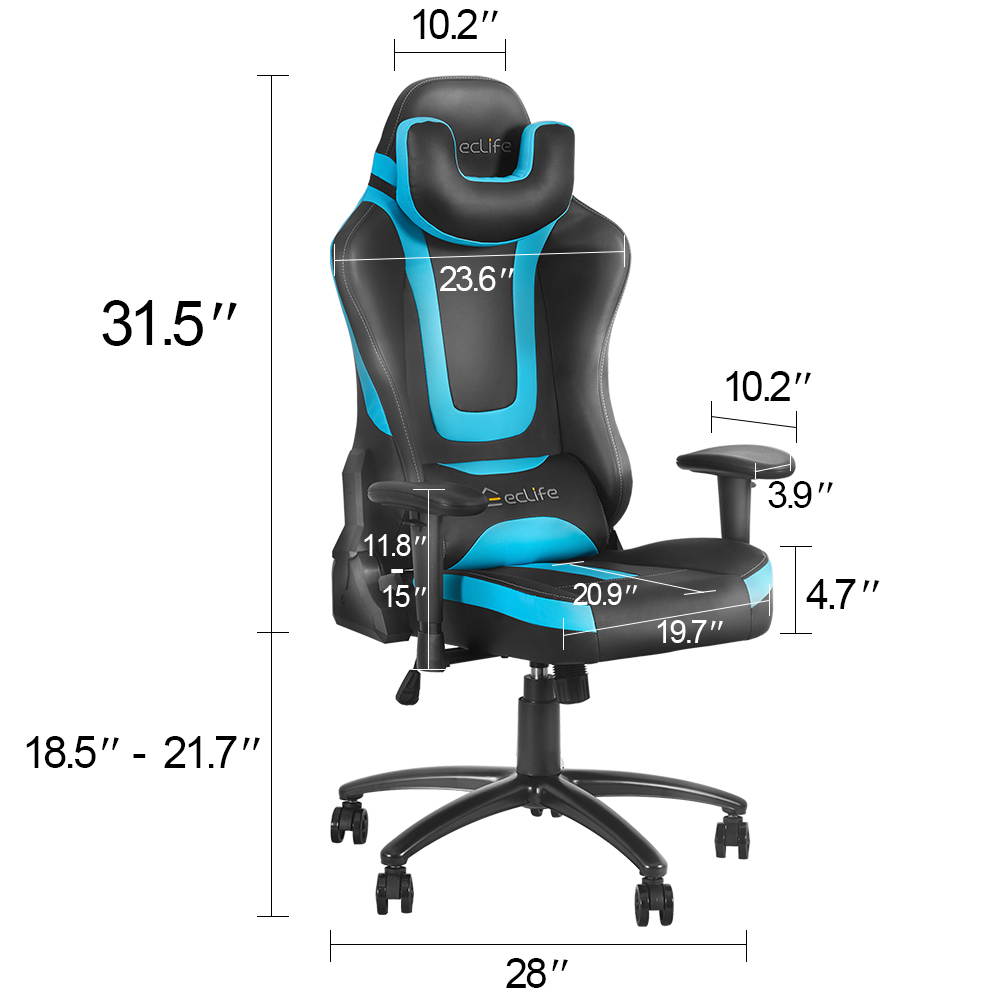 Ergonomic Gaming Chair Racing Style Chair Home Office Chair Massage Chair With Height Adjustment Recliner Swivel Rocker ,Adjustable Headrest,Retractable Footrest And Massage Lumbar Pad