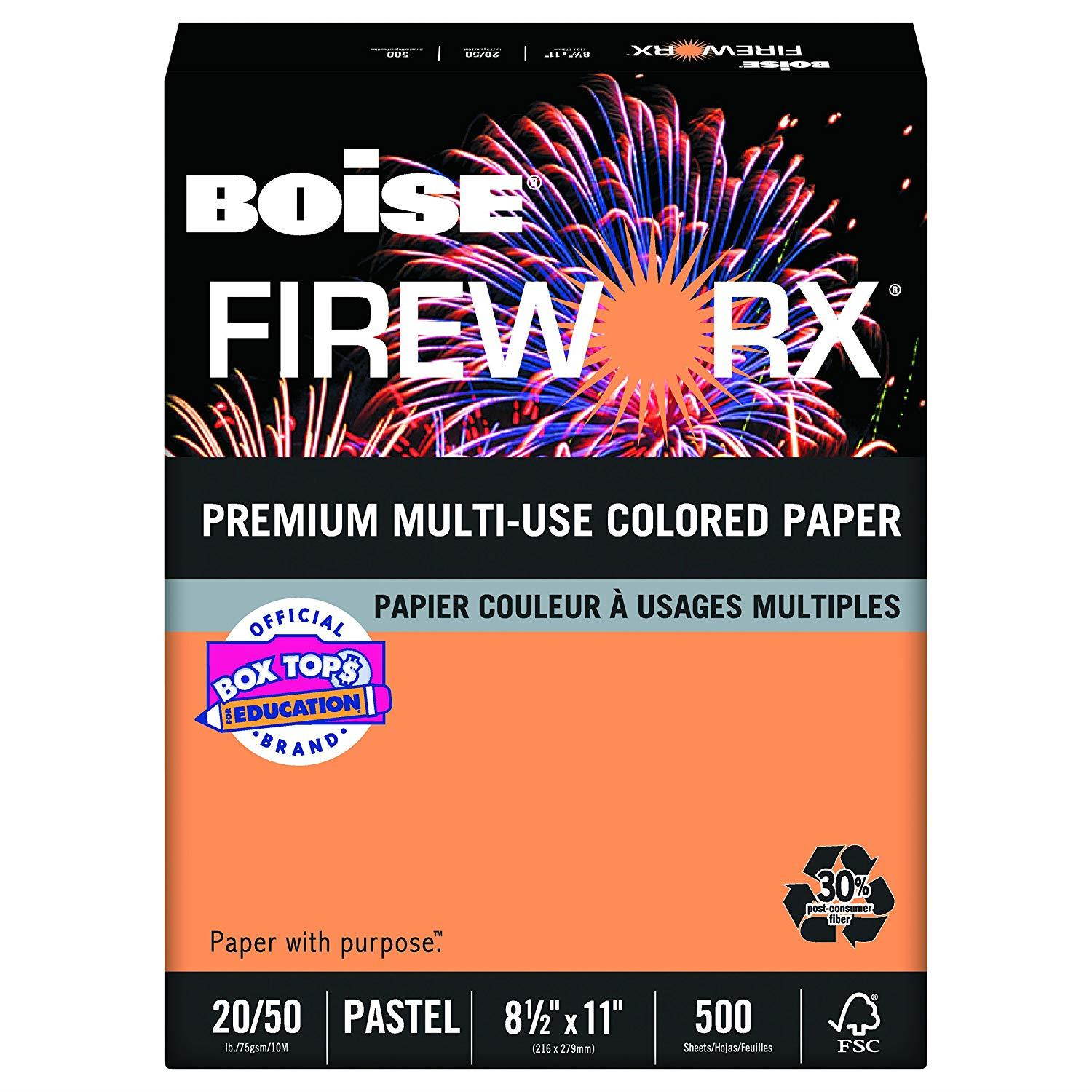 Boise Fireworx Color Copy/Laser Paper, 20 lb, Letter Size (8.5 x 11), Pumpkin Glow, 500 Sheets (MP2201-PKN)