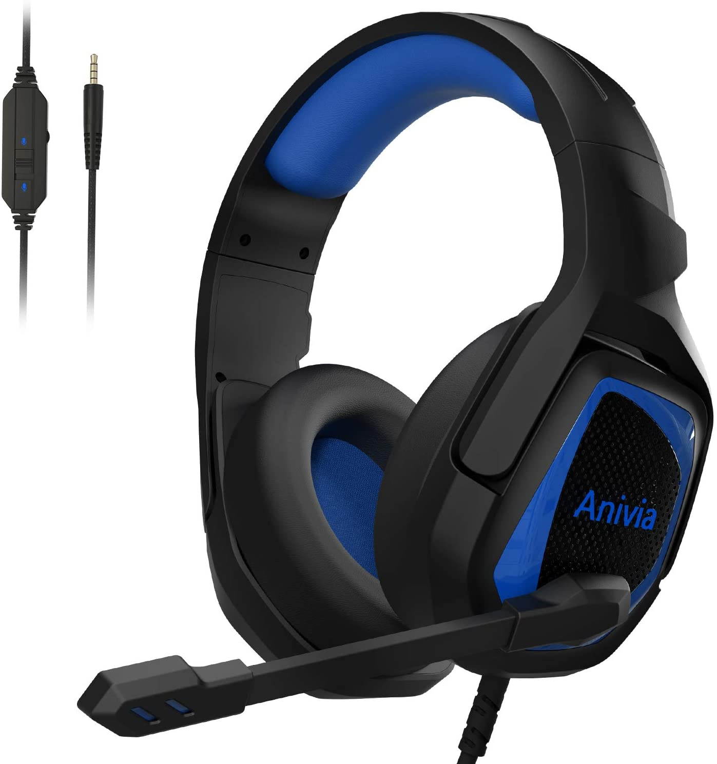 Gaming Headset,3.5mm Blue Gaming Headset,MH602 PS4 Headset for PC, Laptop, Xbox One, Mac, iPad, Nintendo Switch Games, Computer Game Gamer Over Ear Flexible Microphone Volume Control with Mic