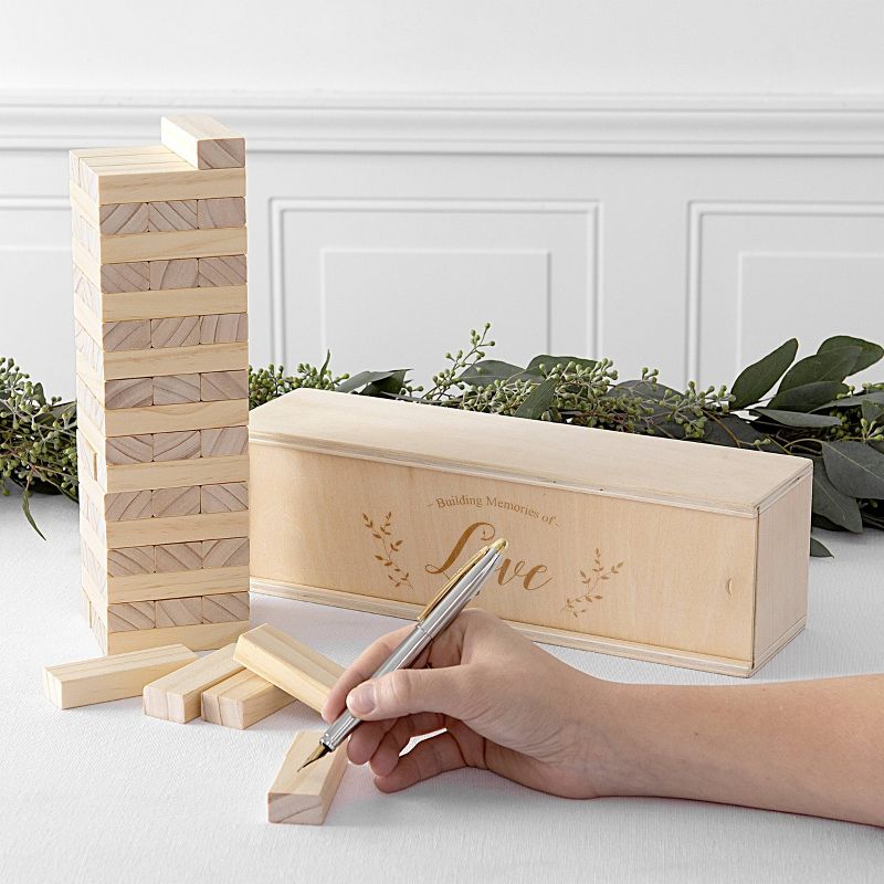 "Building Memories Of Love" Wooden Block Guestbook
