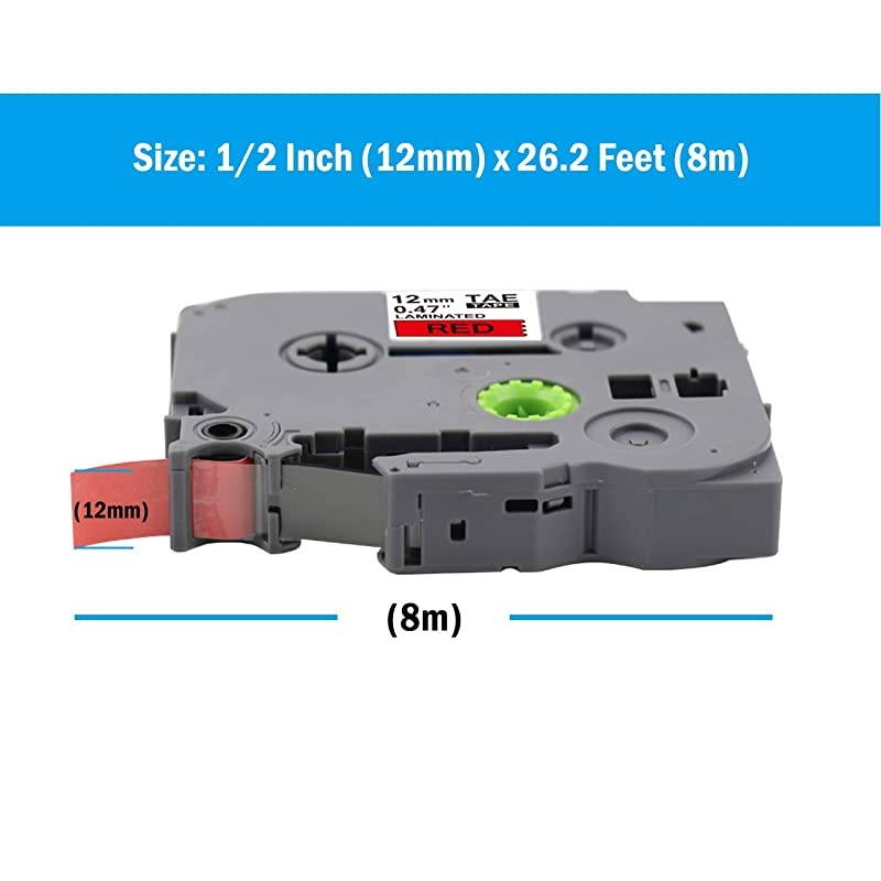 Compatible Lable Tape Replacement for Brother Red P Touch Tape TZe431 TZe431 Laminated 12mm 047 Inch Black on Red Work for Brother PTD210 PTD600 PTH100 12 in x 262 Ft 2Pack