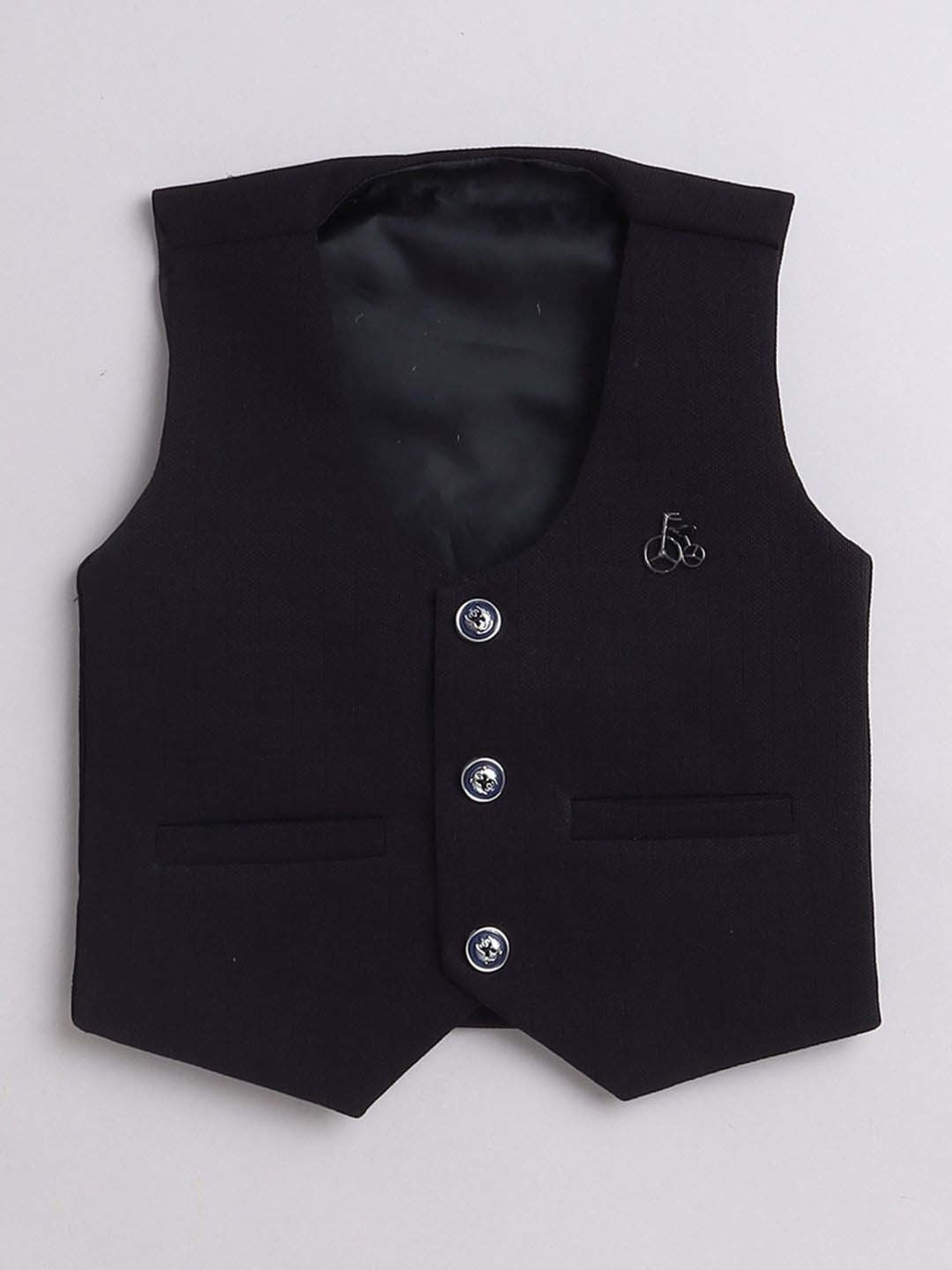 Fourfolds Boys Black Solid Full Sleeves Clothing Set