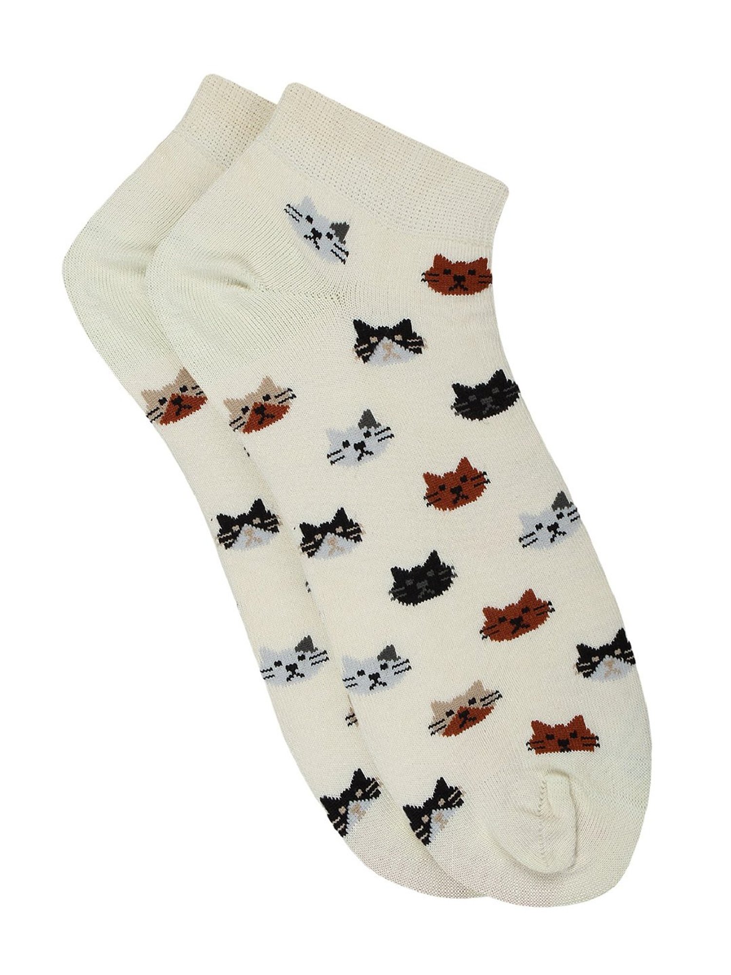 Soxytoes Off-White Printed Cotton Socks