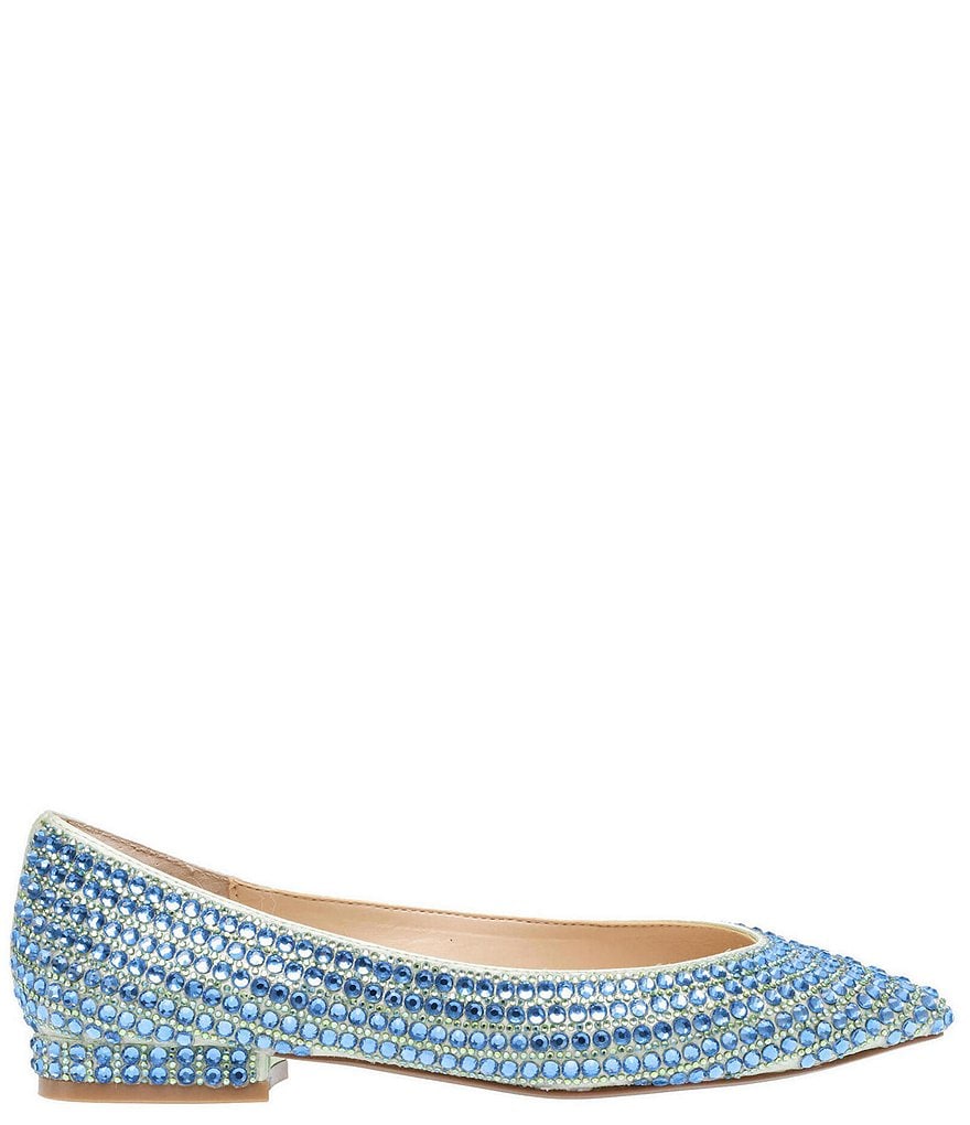 Blue by Betsey Johnson Jude Oversized Rhinestone Jeweled Dress Flats