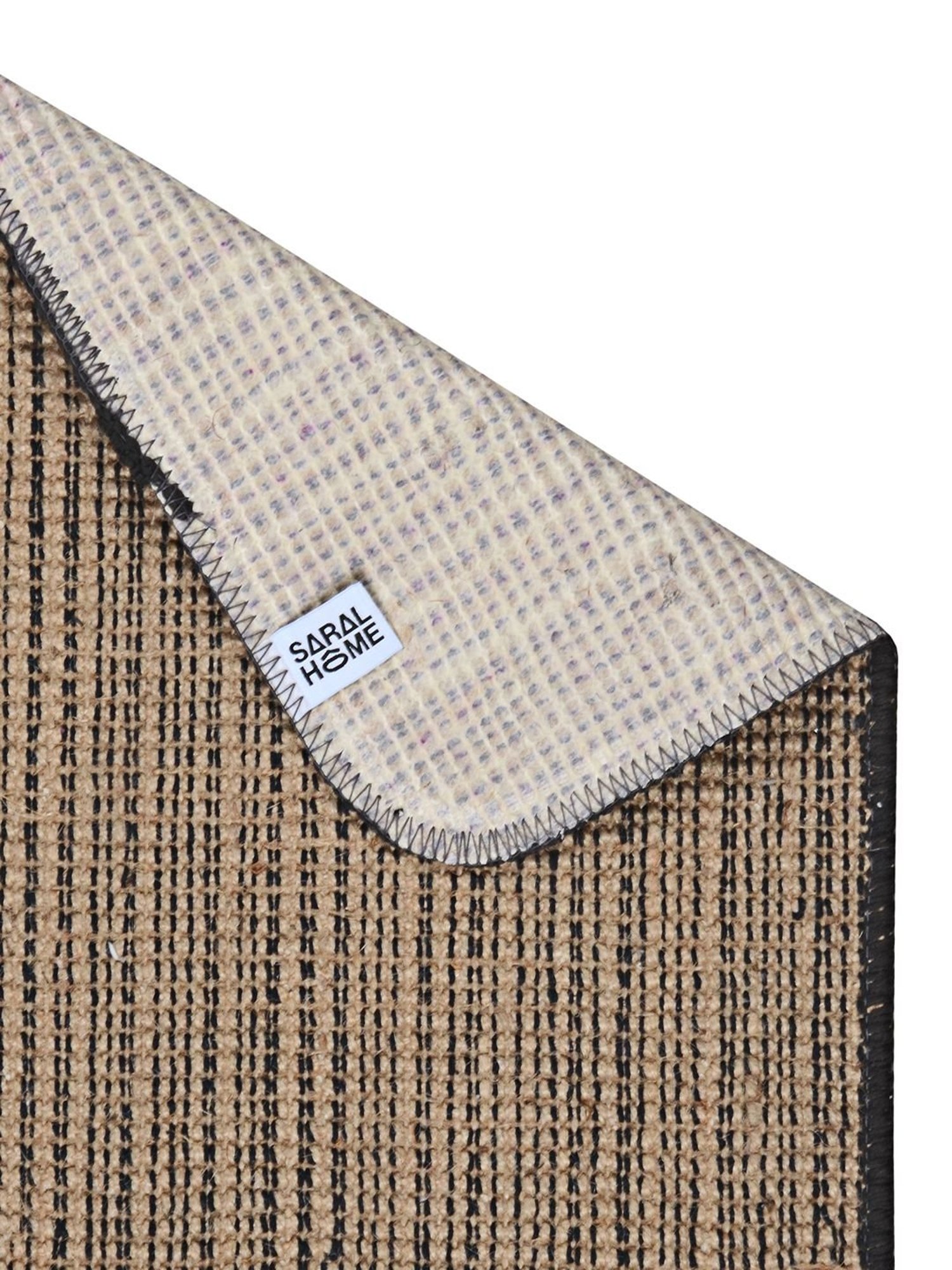 Saral Home Abstract Black Jute Anti Skid Runner