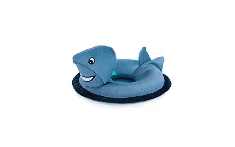 ZippyPaws - Floaterz, Outdoor Floating Squeaker Dog Toy - Shark, Blue