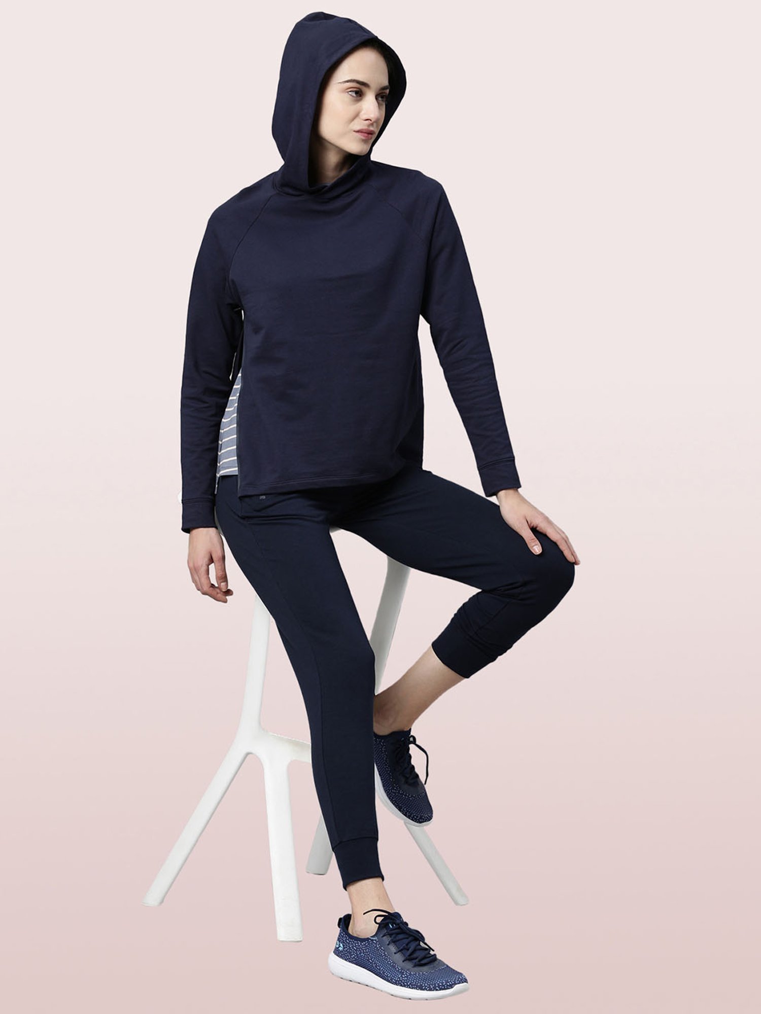 Enamor Navy Cotton Hoodie