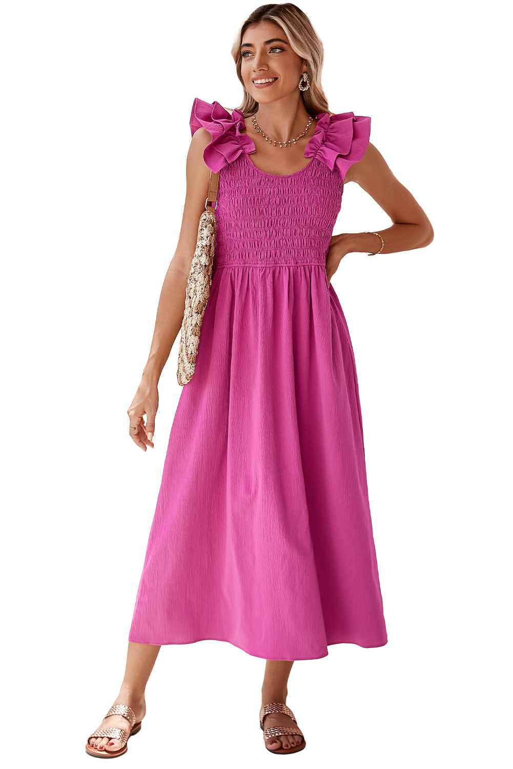 Multicolor Boho Floral Collared Long Sleeve Dress