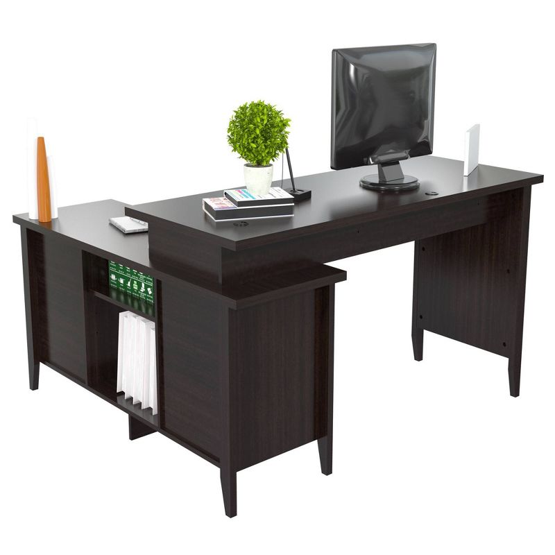 L Shaped Computer Writing Desk Espresso - Inval