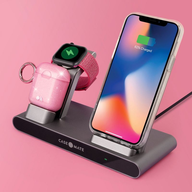 Case-Mate Power Pad Pro 3-in-1 Wireless Charger, Qi Certified - Black