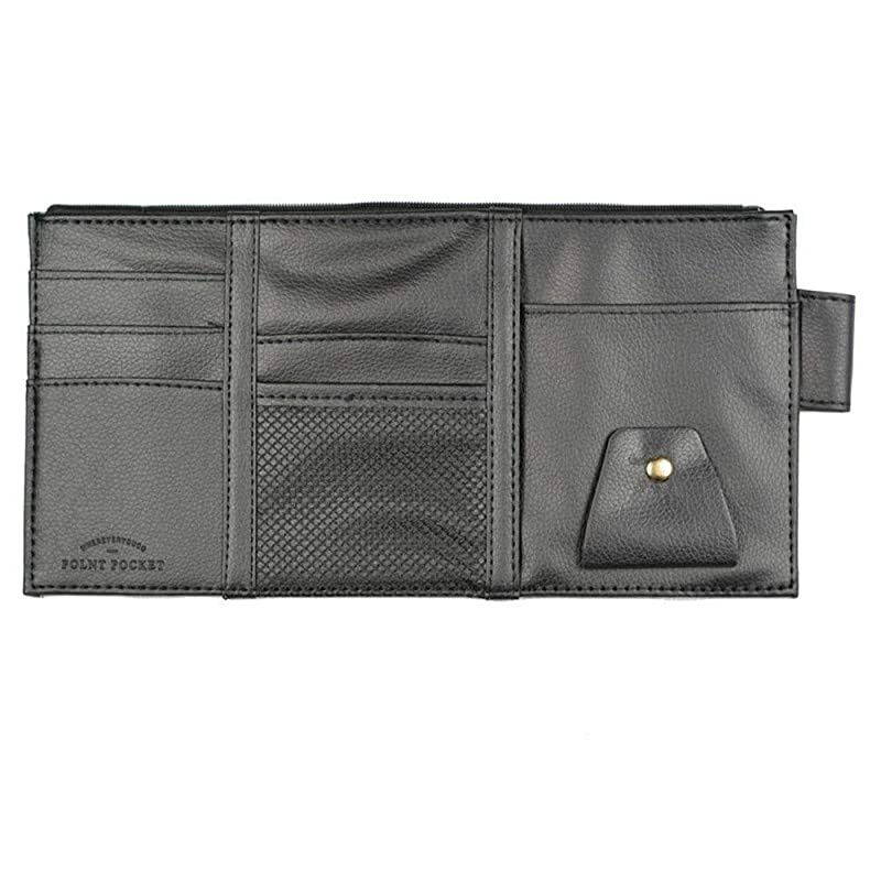 PU Car Sun Visor Storage Bag Auto Glasses Ticket Documents Folder Mobile Phone Organizer - Black