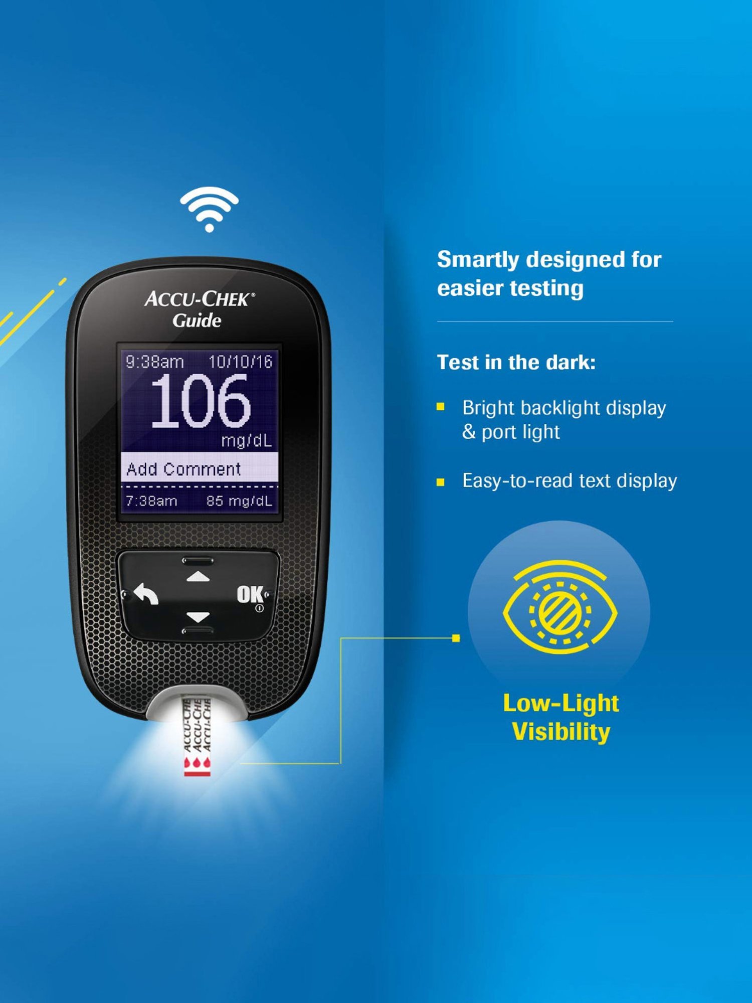 Accusure Simple Glucometer machine With 25 Test Strips (Black)