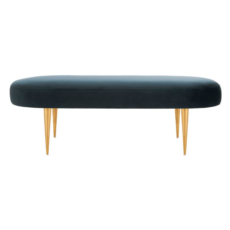 Corinne Velvet Oval Bench Navy - Safavieh