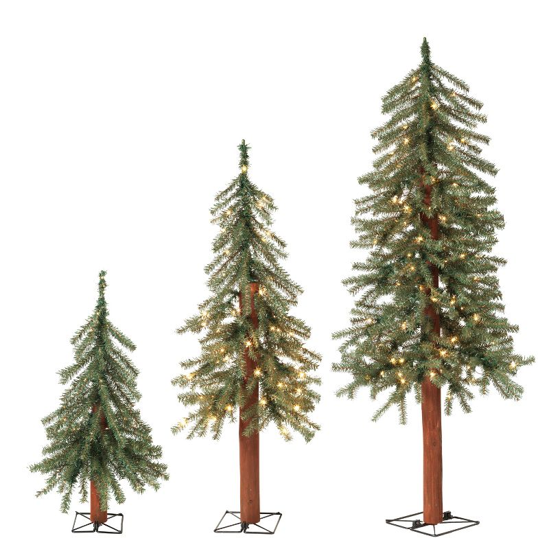 Sterling  Pre-Lit Alpine Trees w/ Metal Wire Base (Set of 3)