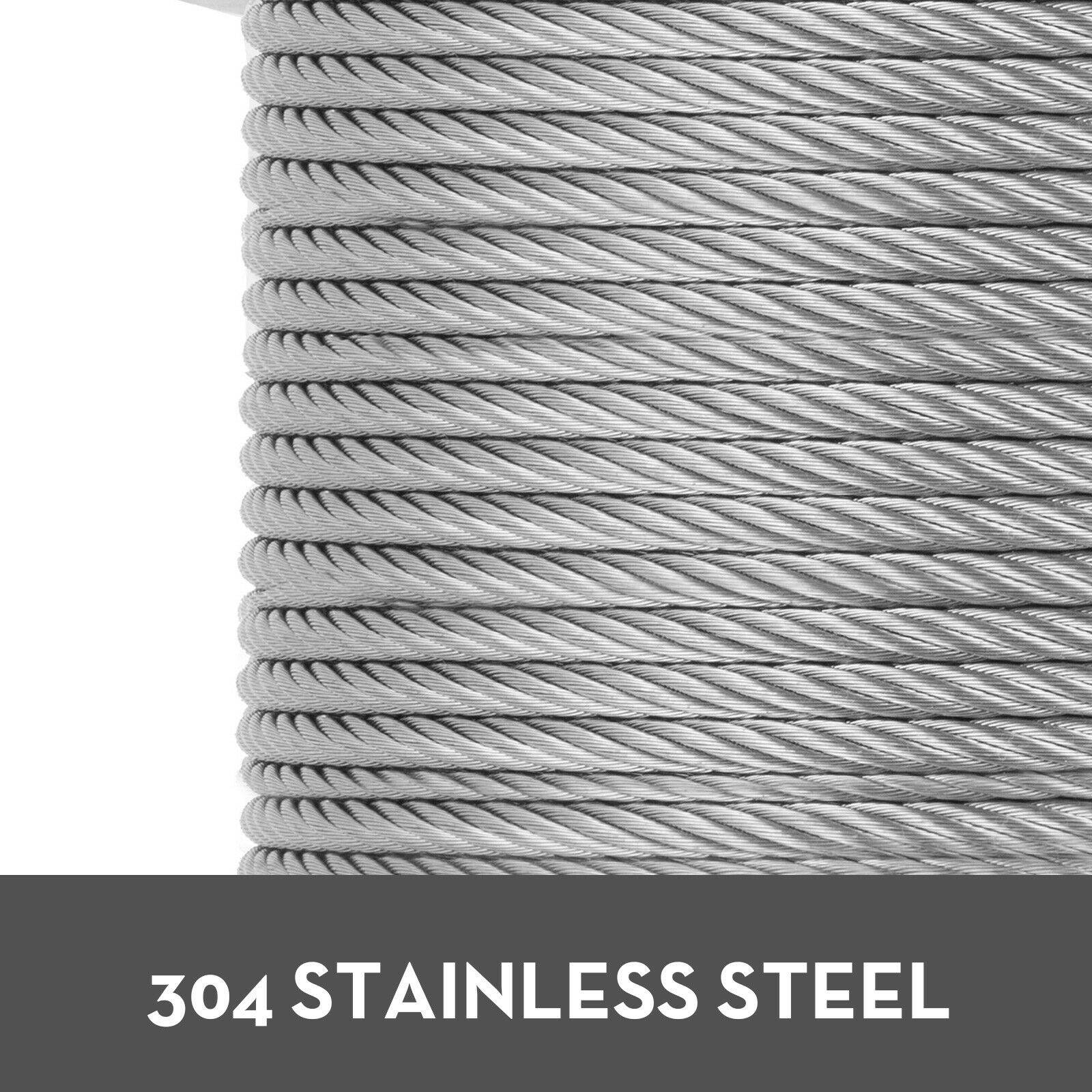 T304 Stainless Steel Cable Wire Rope,1/4",7x19,150ft Petroleum Chemical Strand