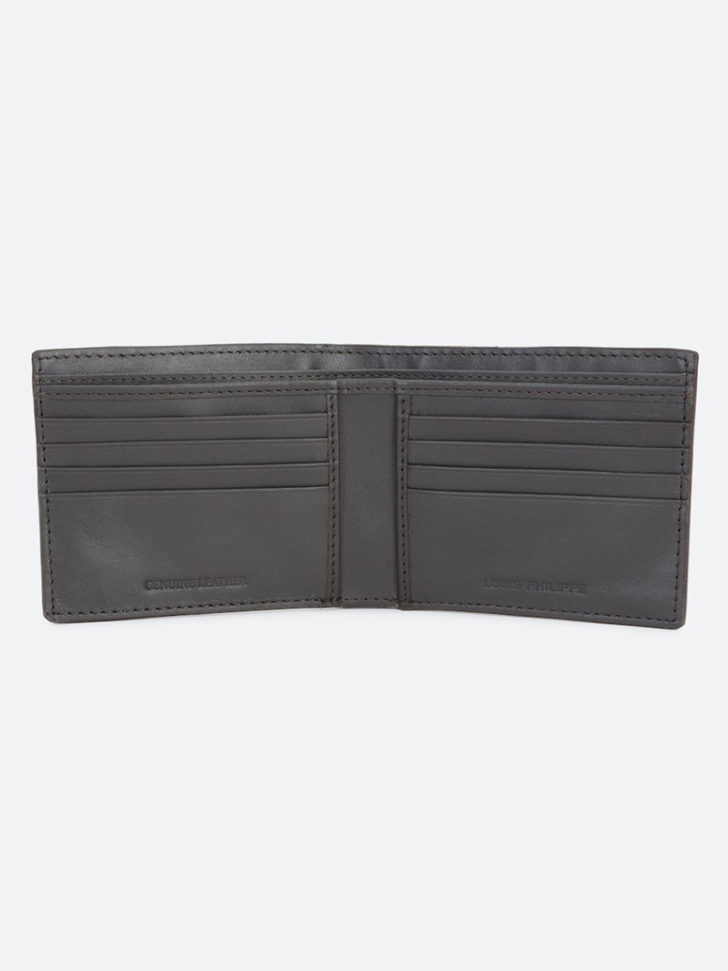 Louis Philippe Brown Leather Textured Bi-Fold Wallet