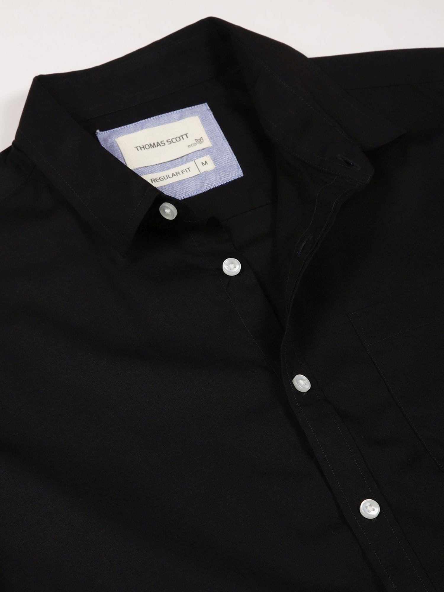 Thomas Scott Ash Black Cotton Slim Fit Shirt