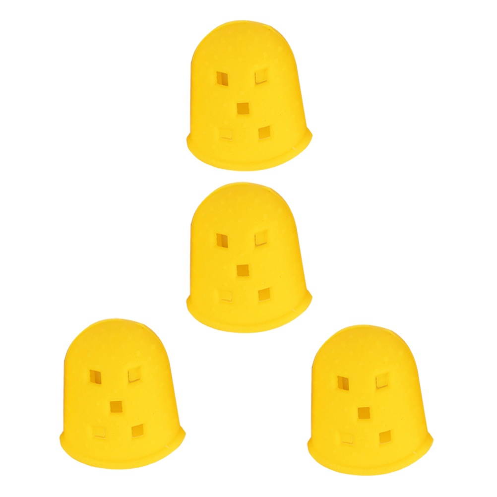 4 Pcs Guitar Fingertip Protectors Silicone Finger Guards Finger Picks Protector Finger Caps for Ukulele Electric Guitar Mandolin - Cyan (M)