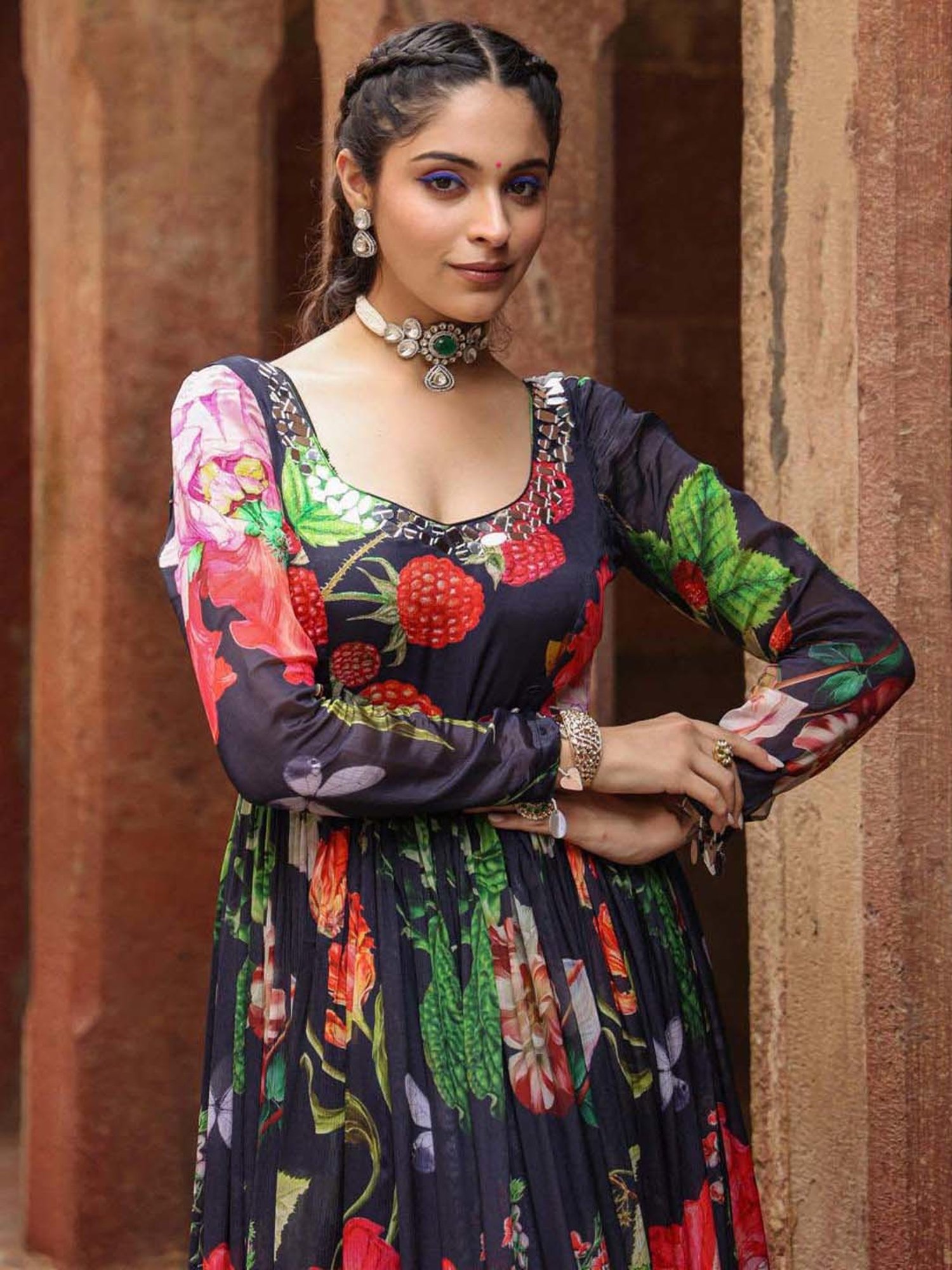 SCAKHI Black Printed Maxi Dress