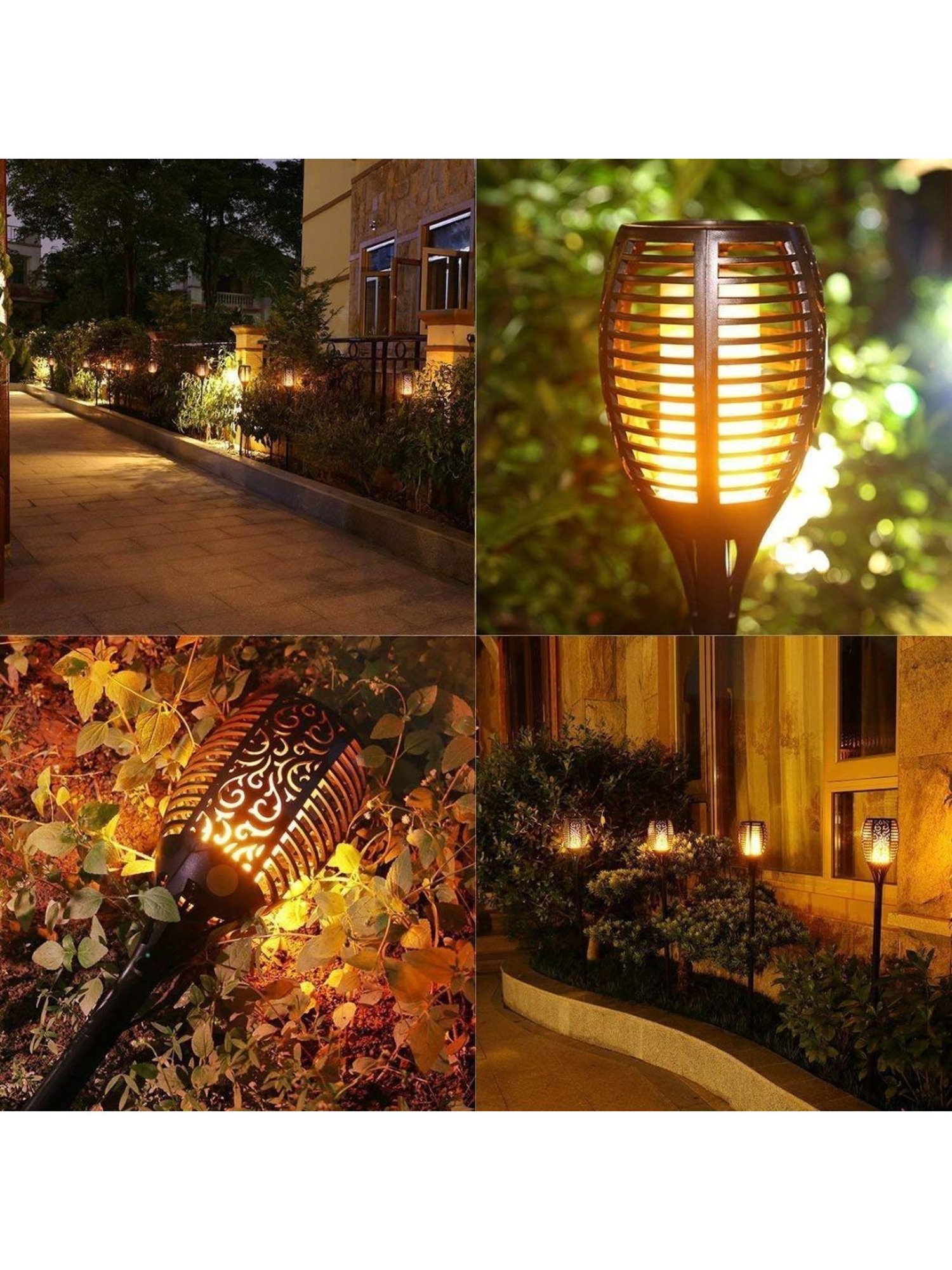 XERGY Solar Lights Dancing Fire Decoration Lighting(Pack of 4) (Black)