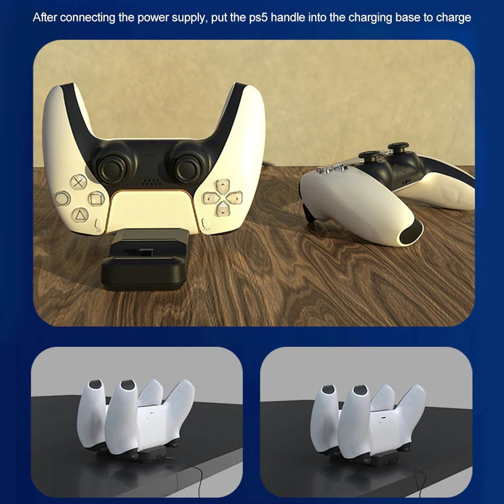 Dual Gamepad Desktop Lightweight Home Office ABS Controller Charger Portable Travel Charging Base Fast Power Supply For PS5