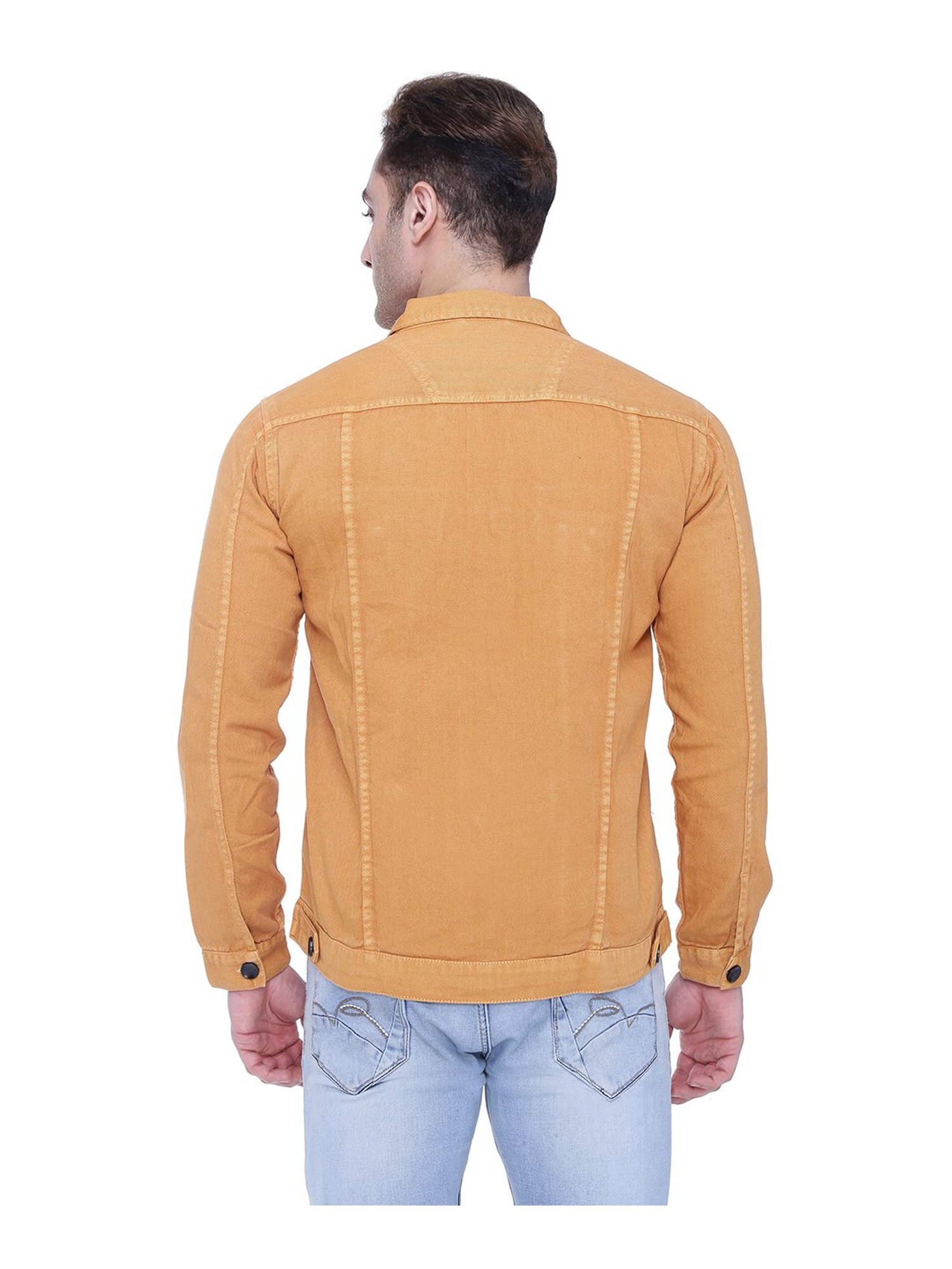 Kuons Avenue Mustard Shirt Collar Denim Jacket