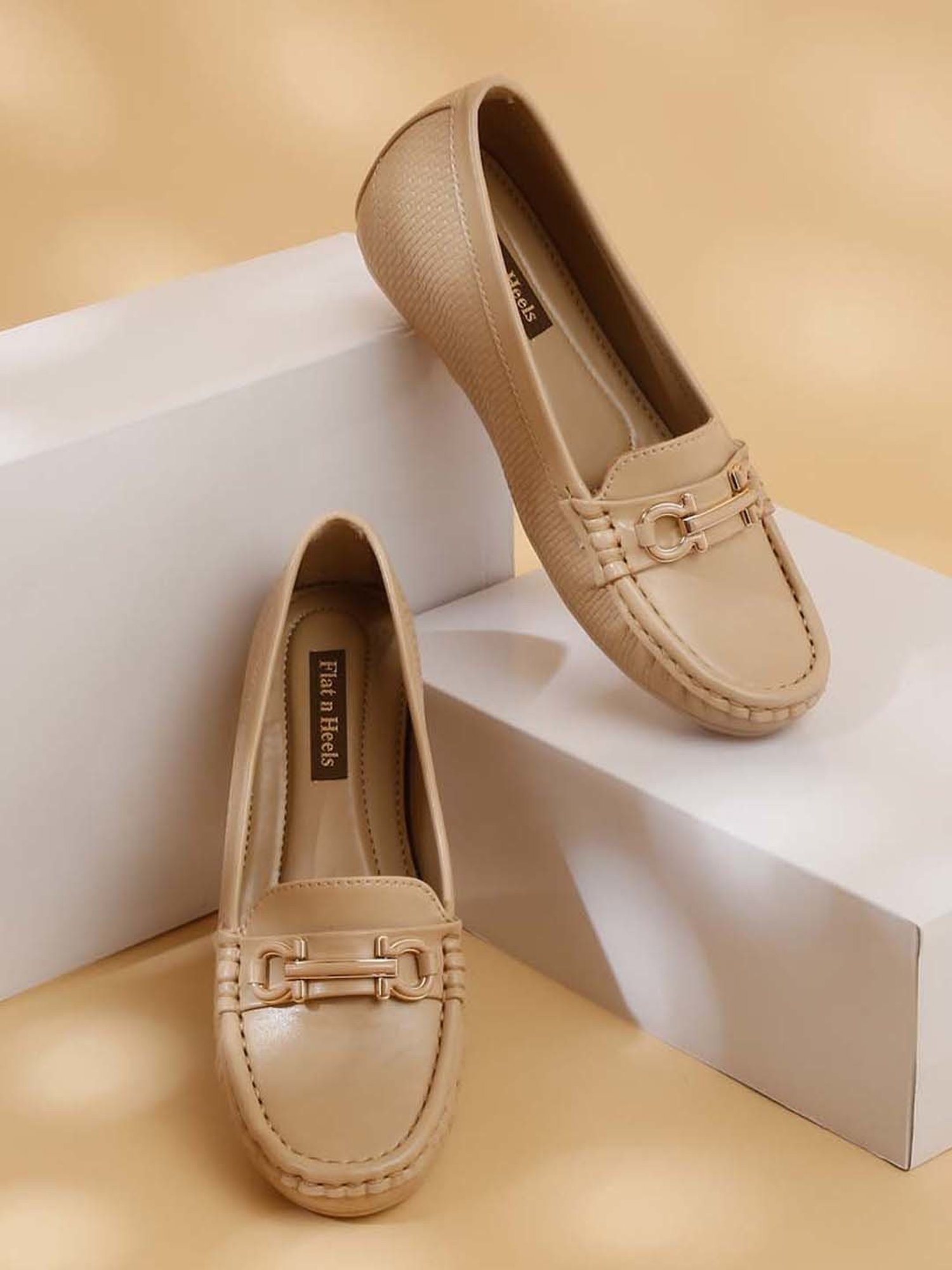 Flat N Heels Women's Beige Casual Loafers