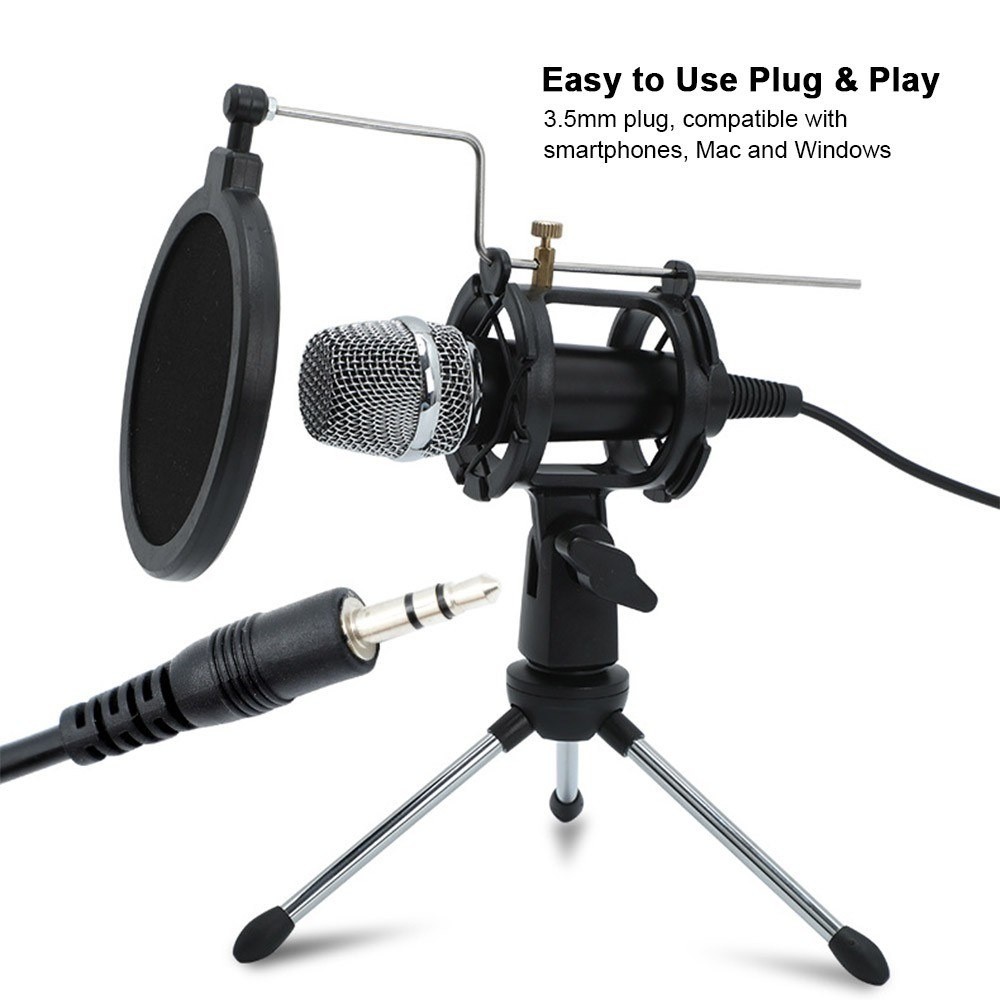 Mini Condenser Microphone PC Microphone 3.5mm Plug and Play Home Studio Podcast Vocal Recording Microphones