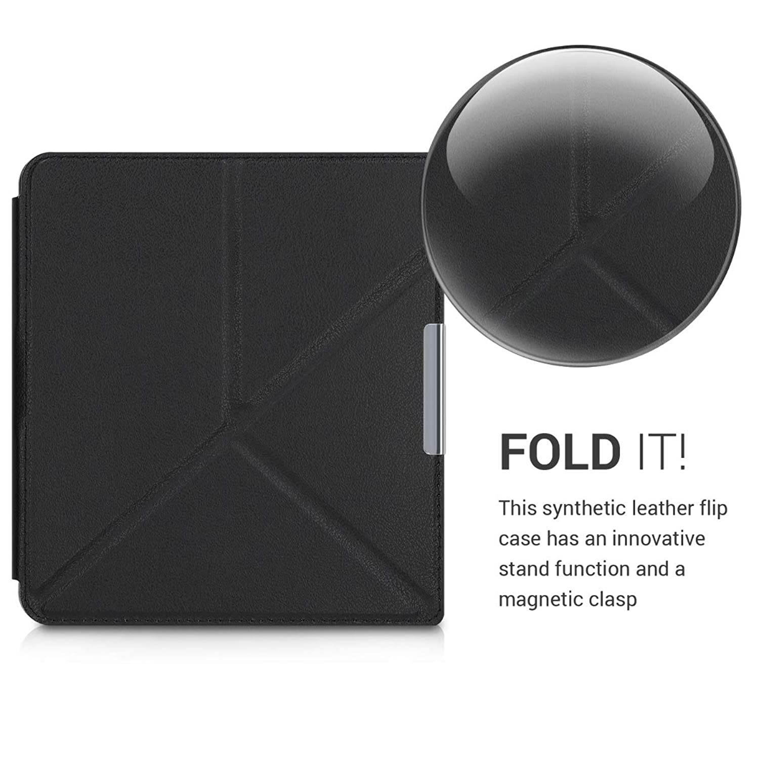 kwmobile Origami Case Compatible with Kobo Forma - Ultra Slim Fit PU Leather Cover with Stand - Black