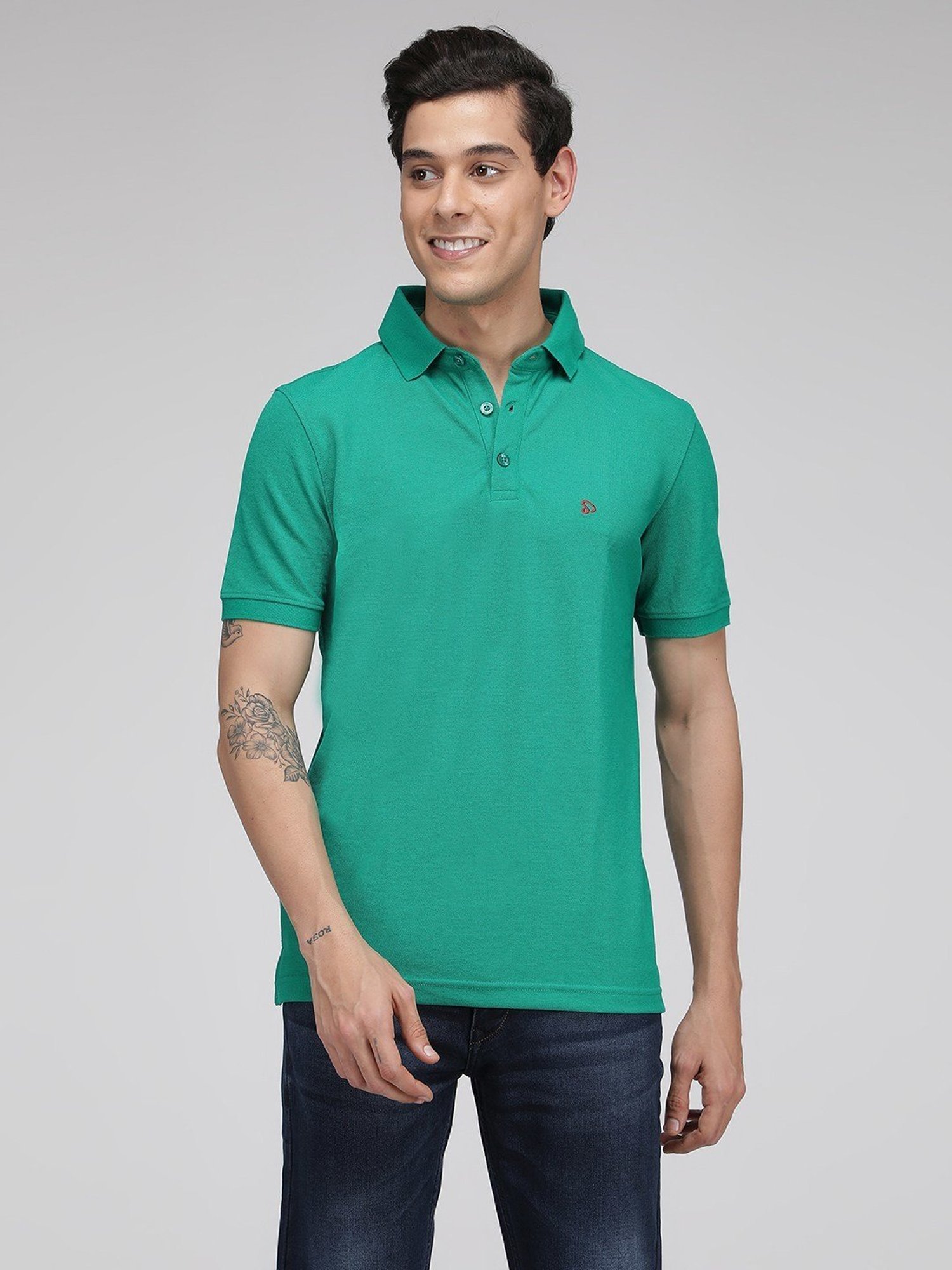 Sporto Teal Green Regular Fit Polo T-Shirt