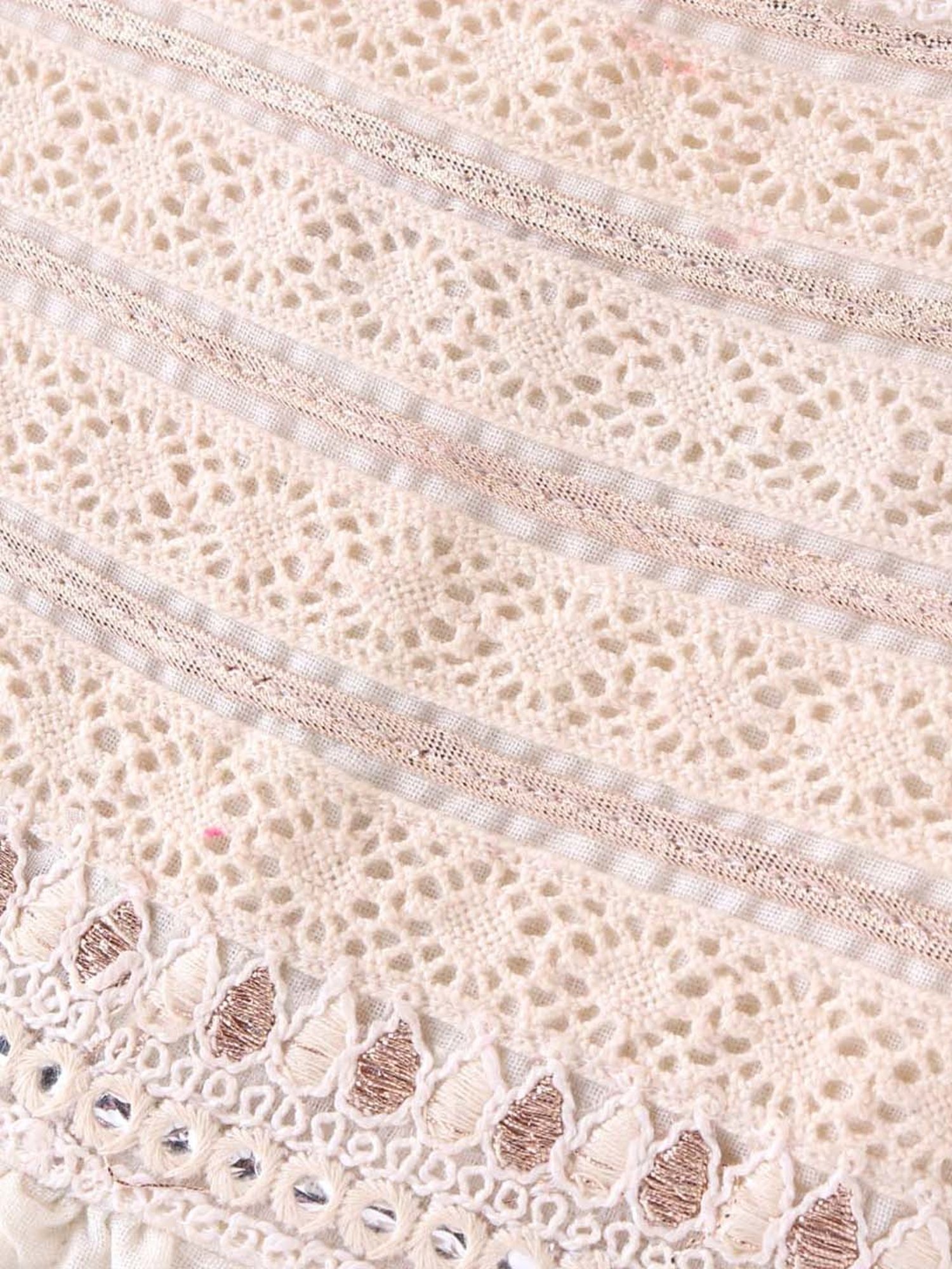 TWISHA Kids Off-White & Pink Embroidered Top Set