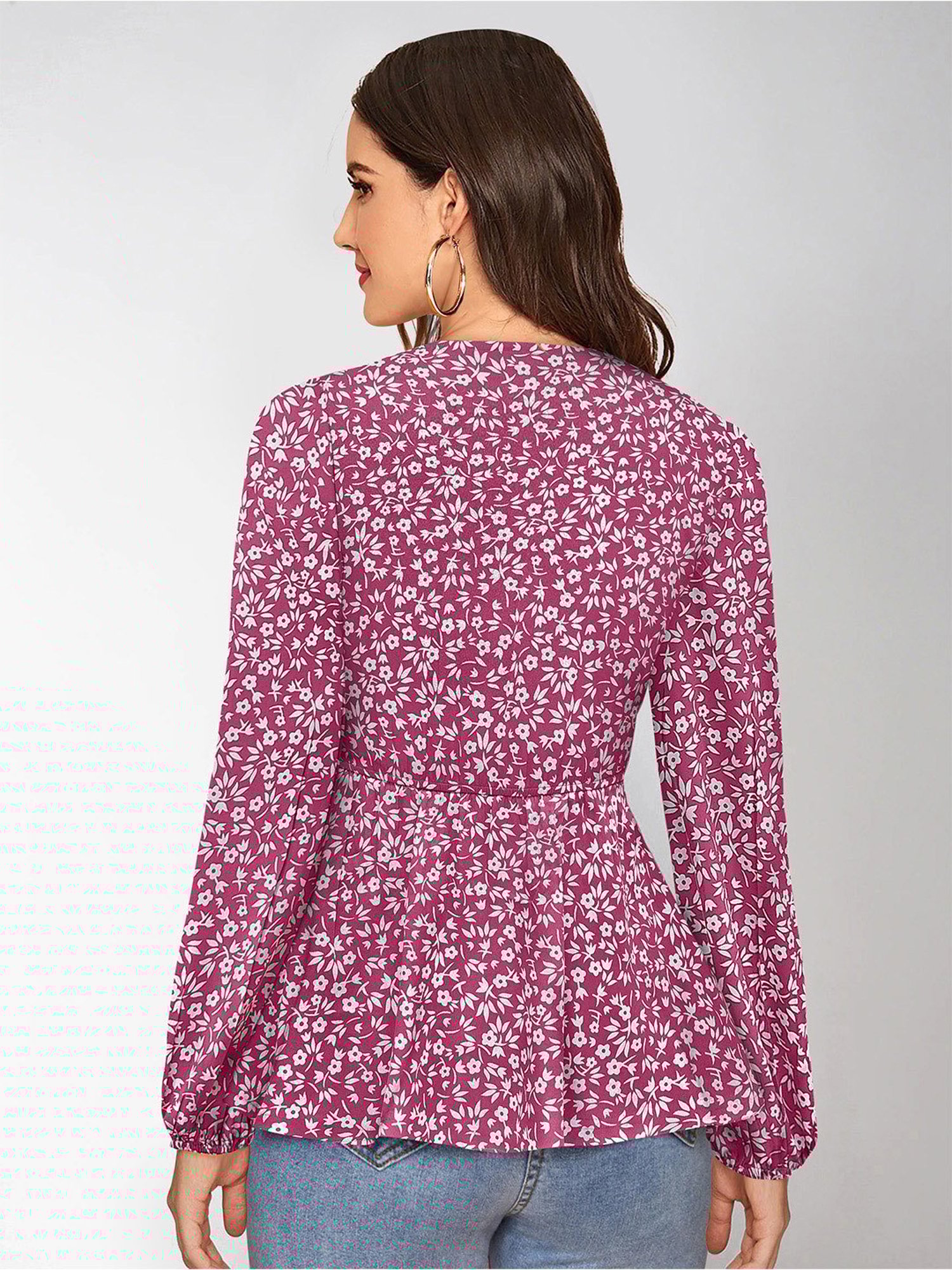 KERI PERRY Pink Floral Print Top