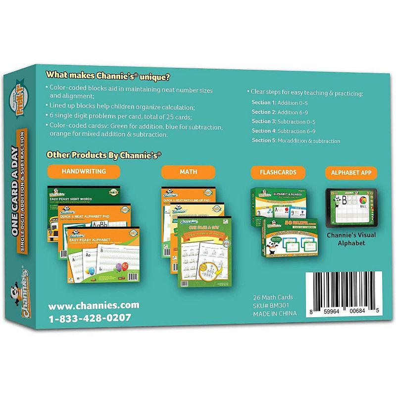 Channie's Dry Erase Single Digit Math Flash Cards