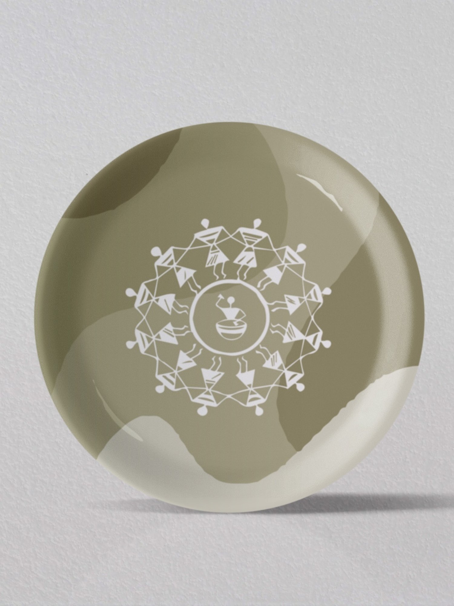 Nestroots Modern Warli Floral Multicolor Porcelain Wall Plate