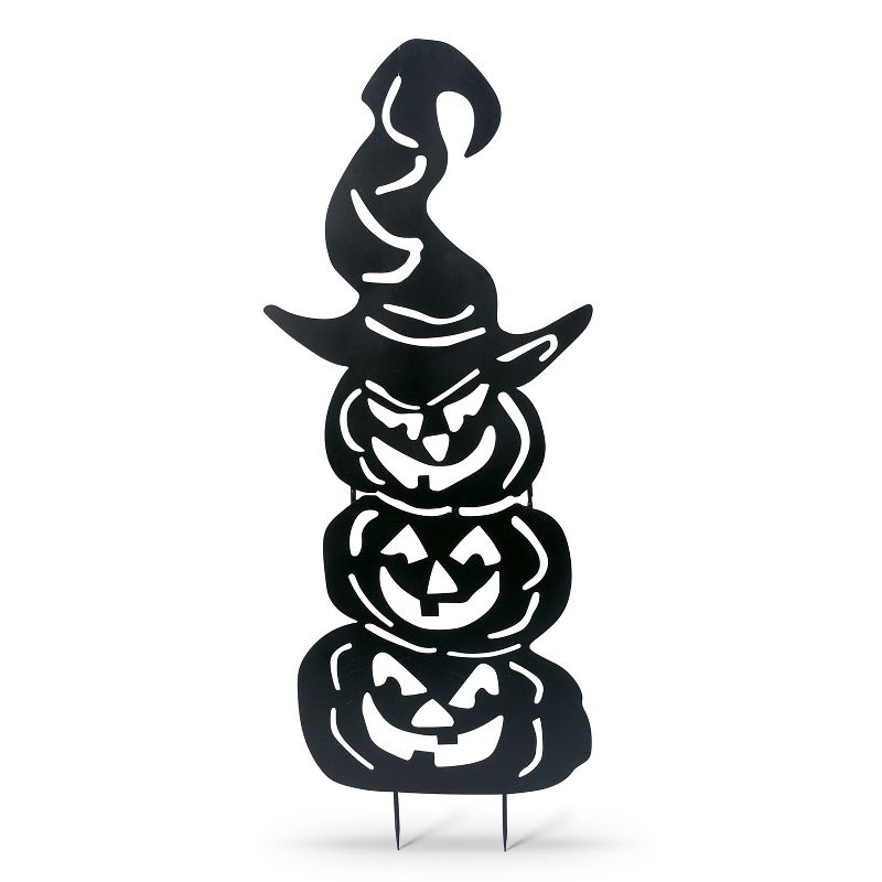 Gerson International 52.3-Inch High Metal Silhouette Stacking Pumpkins Yard Stake