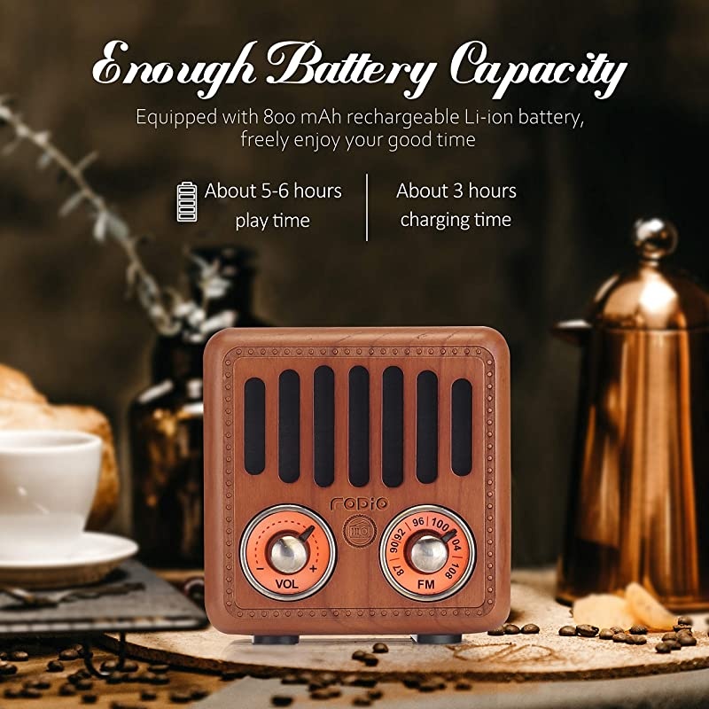 Retro Radio Vintage Bluetooth Speaker  Walnut Wooden FM Radio with Bluetooth 42 Old Fashioned Classic Style Good Bass Enhancement Loud Volume TF CardAUX for Home Office Kitchen