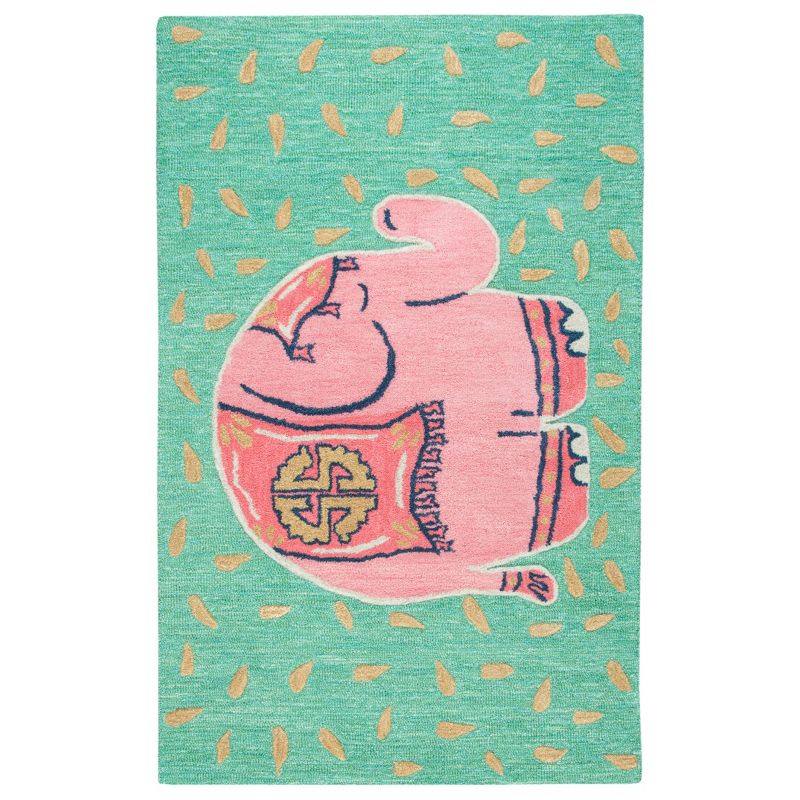 2'6"X4' Tufted Elephants Accent Rug Teal - Rizzy Home