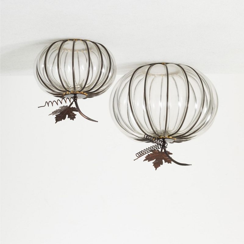 Sullivans Pumpkin Glass Novelty Set of 2, 10"H & 6.5"H Clear