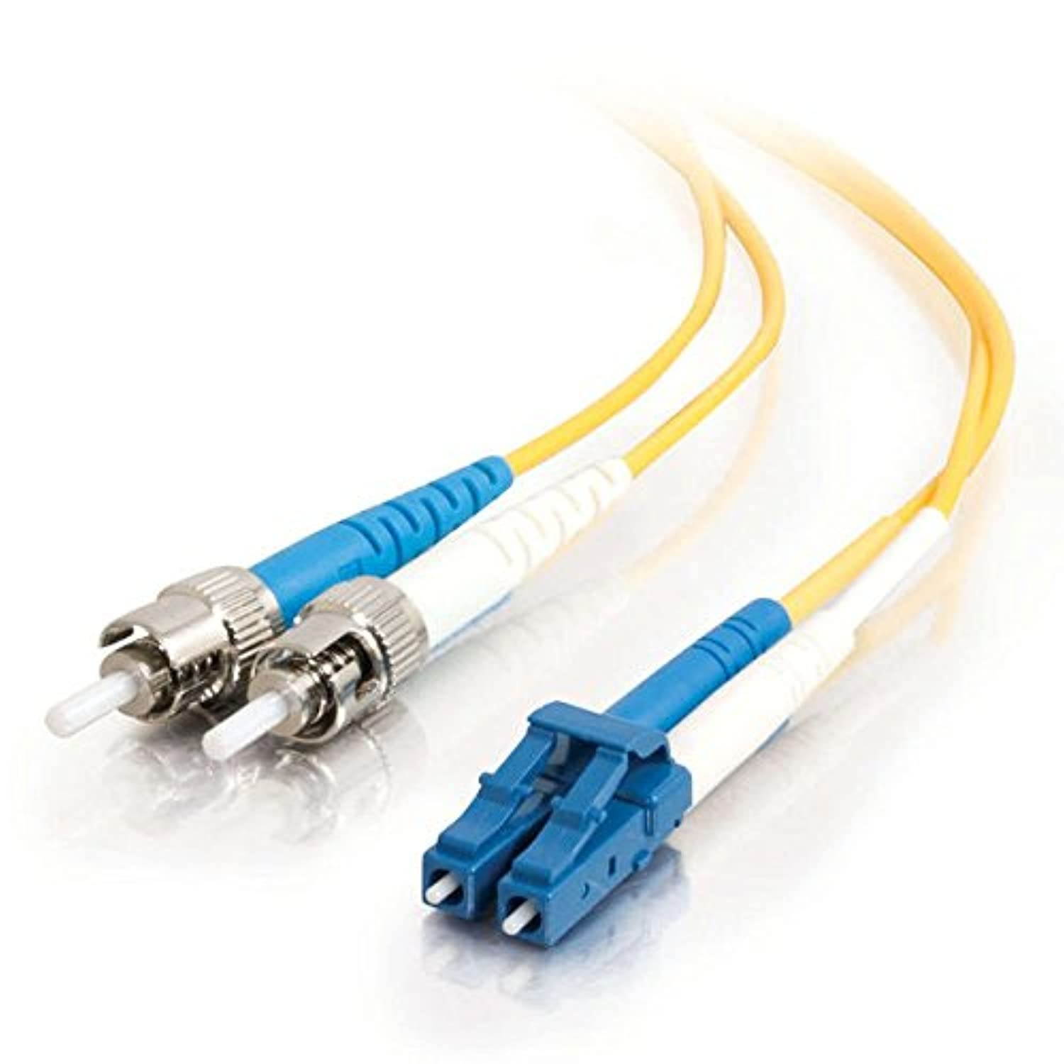 C2G 37475 OS2 Fiber Optic Cable - LC-ST 9/125 Duplex Single-Mode PVC Fiber Cable, Yellow (6.6 Feet, 2 Meters)