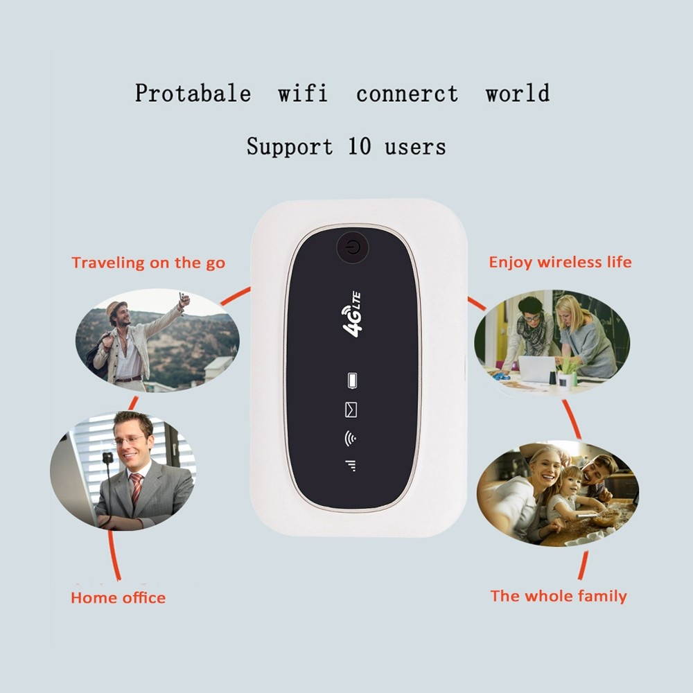 4G LTE CAT4 150M Unlocked Mobile MiFis Portable Hotspot Wireless Wifi Router with SIM Card Slot(Black)