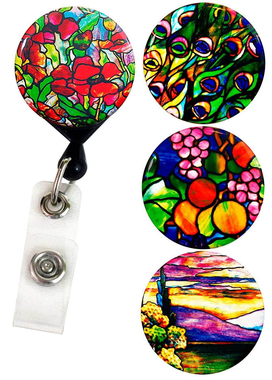 Buttonsmith Louis Comfort Tiffany Tinker Reel Retractable Badge Reel With Belt Clip and Extra-Long 36 inch Standard Duty Cord - Made in the USA, 1 Year Warranty