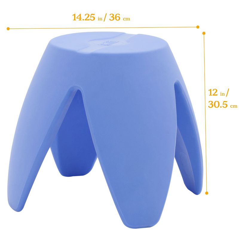 ECR4Kids Indoor/Outdoor Furniture 12" Blossom Plastic Stool for Kids, Light Blue (4-Pack)