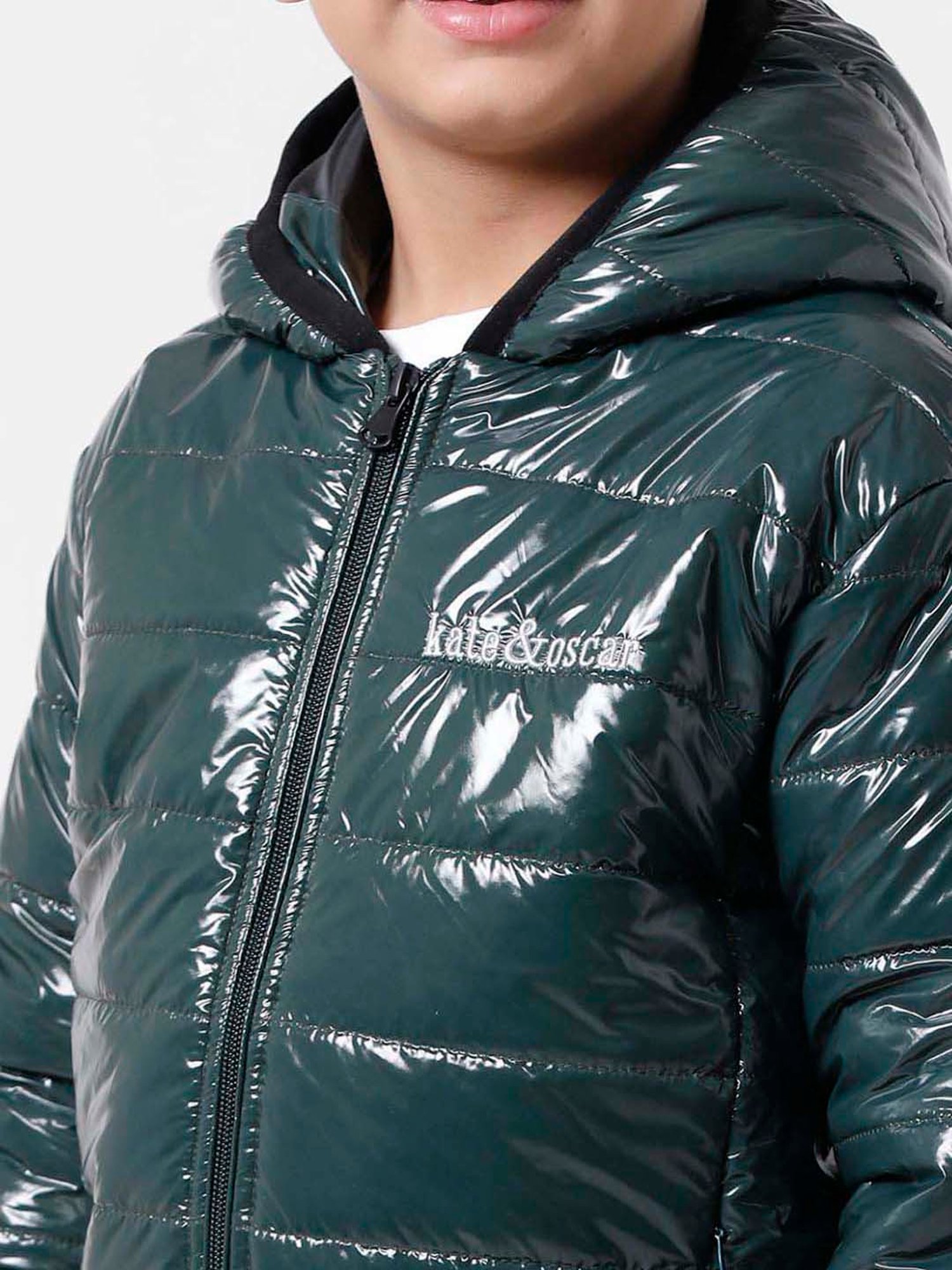 Kate & Oscar Kids Green Regular Fit Full Sleeves Jacket